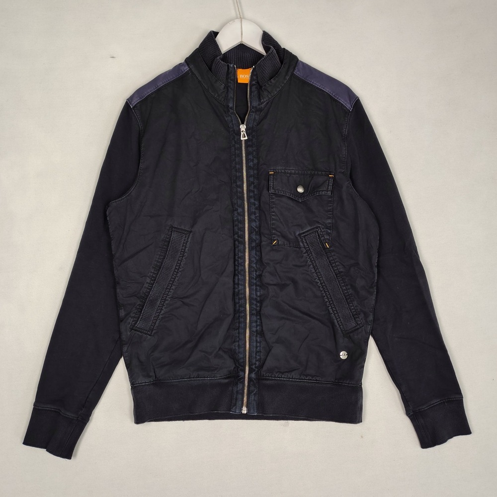 Hugo Boss Orange Zidane Full Zip Jacket Mens Medium Navy Black Mixed Media Mock